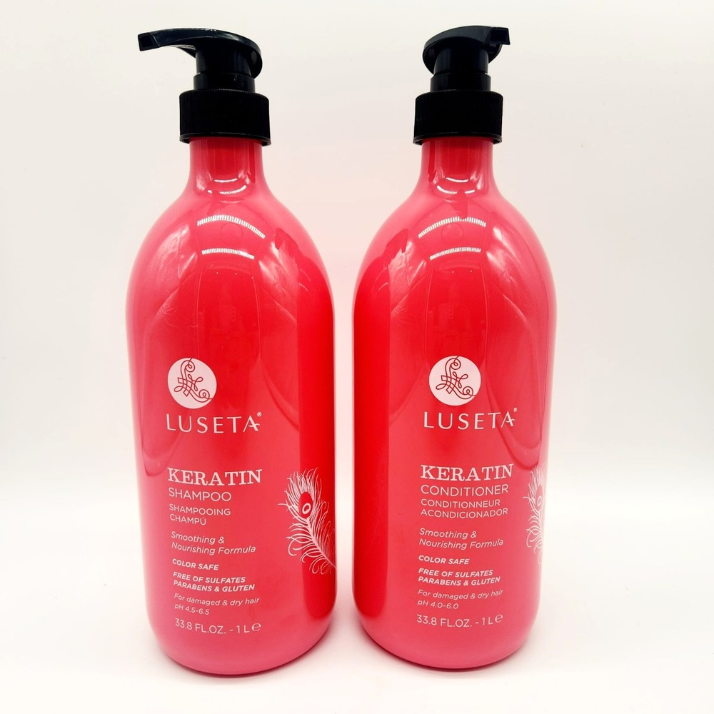 Luseta Keratin Smooth Shampoo & Conditioner Set 33.8oz Each Sulfate-Free Hydrati